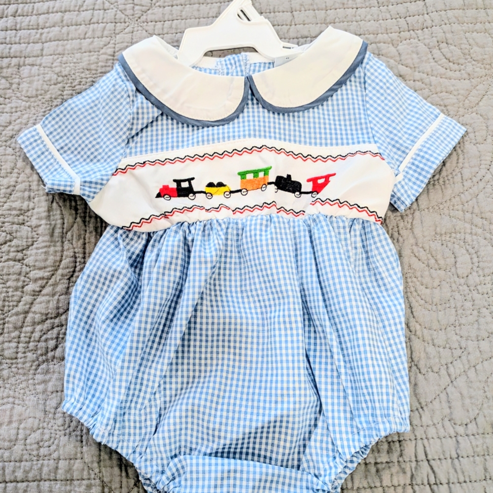 SHEIN Blue Gingham Train One Piece